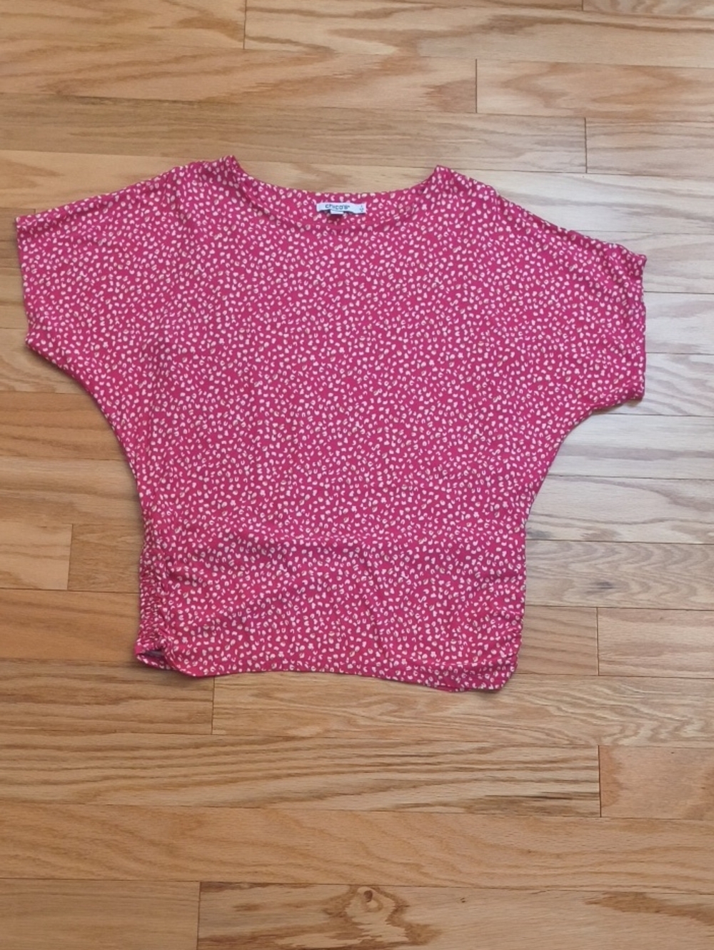 Chico's Short Sleeve Dot Stretchy Top Size 1 EUC